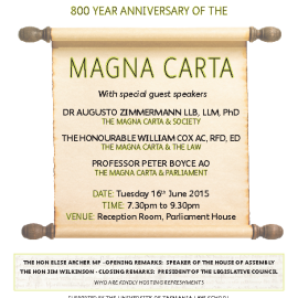 Tasmanian Parliament Magna Carta Celebrations