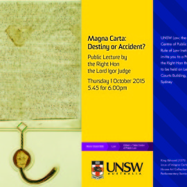 Public Lecture in NSW by Lord Judge on the Magna Carta